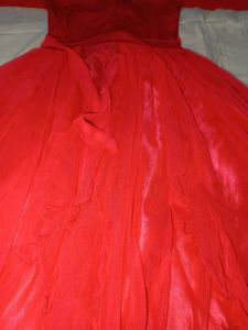 Ethnic Net Stitched Gown (Red)