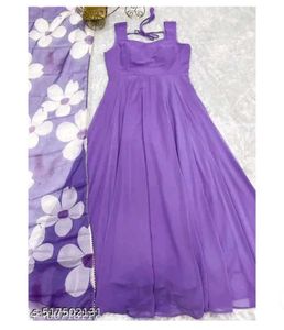 Lavender Georgette Gown With Dupatta
