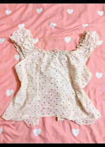 Stylecast Front Open White Eyelet Lace Top