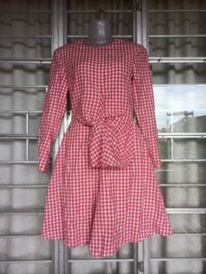 Vintage Gingham Knot-Front Dress