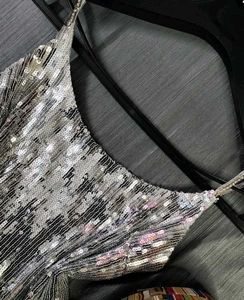 Shein Dupe Silver Sequin Top
