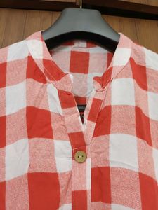 Red White check kurti
