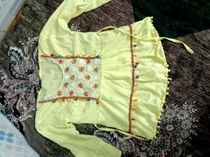 Crinkled Cotton Peplum Top with Traditional Shell