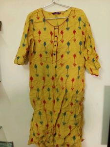 Yellow Printed Kurta