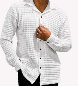 Textured White Button-Down Shirt