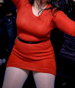 Woolen Asymmetric Red Dress (Super Short)