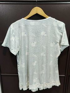Cute Ruffled Top And Capri Set For Night Wear