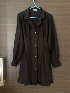 Pintresty Vintage Elegant Black Shirt Dress