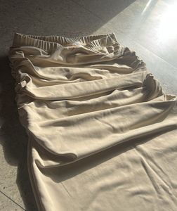 Beige Ruched Midi Skirt