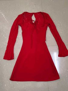 Red Long Sleeve Mini Dress