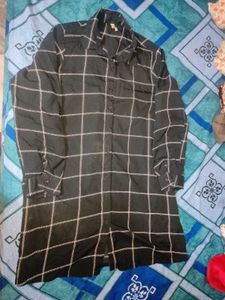 New Black Checked Shirt Dress
