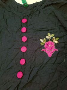 Beautiful Black Gown Middle Cutt Kurta With Plazo