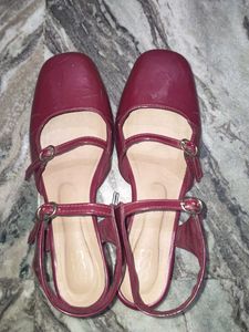 Burgundy COS Mary Jane Buckle Heels