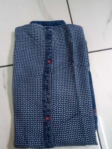 Patterned Denim Collar Shirt