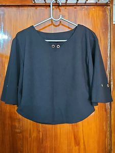 Chic Black Cape Sleeve Top