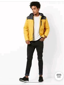 Colourblock Hooded Jacket Charcoal Mustard