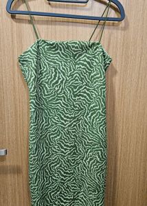 Green Zebra Print Mini Dress