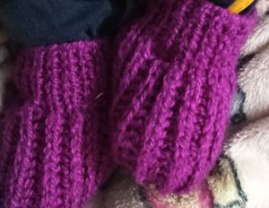 Handmade Knitted Purple Booties