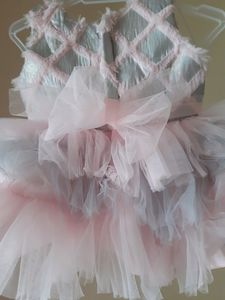 Beautiful baby Frock Only One Day Wear Light Pink and Ash Colour Baby Can Wear 0 to 4 Month