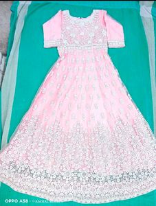 Peach Long Net Heavy Gown