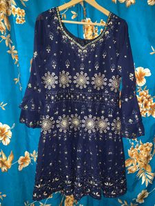 Navy Blue Embellished Kurta