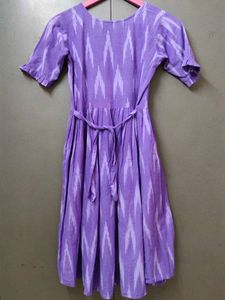 Purple Ikat Cotton Fit &amp; Flare Dress