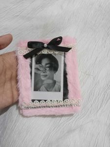 Pink Furry Photo Card Holder Frame