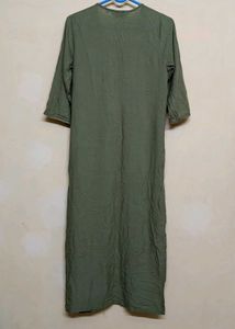 🫅 Biba | Yoke Design Kurta Trouser | Olive Gre