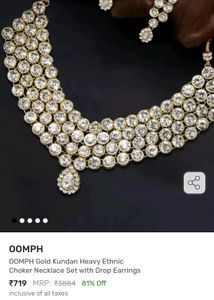 Gold Heavy Stones Necklace Set With Earrings