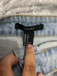 Denim Button-Front Skirt