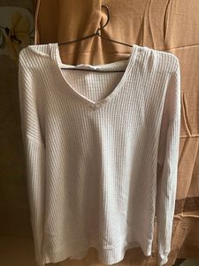 Waffle Knit V-Neck Hoodie