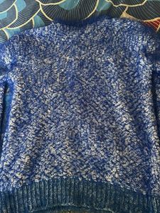 Blue Textured Knit Sweater