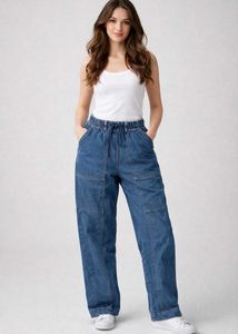Trendy Denim Cargo Jeans