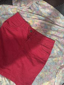 Red Aesthetic Denim Skirt 💌