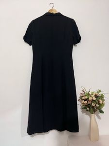 Vintage Black Button-Down Midi Dress
