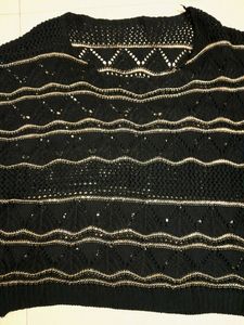 Yarn Knitted Black And Golden Zori  Top.