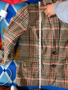 Vintage-Inspired Plaid Blazer with Elbow Patch