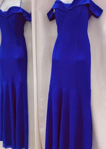 Royal Blue off shoulder/ drop shoulder Dress