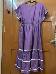 Purple Tiered Dress with Belt
