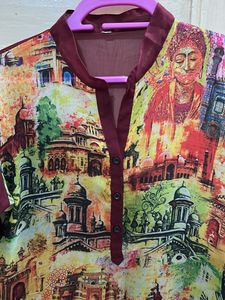 Maroon Colourful Long Kurta