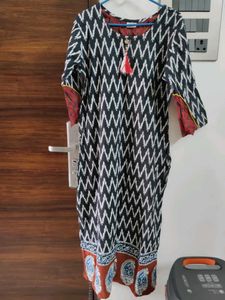 Black Ikkat Kurti Less Used