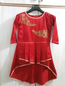 Title: Elegant Red and Cream Traditional Dress