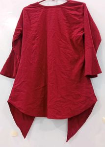 Maroon Bell Sleeve Button Top