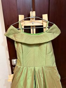 Silky Pista Green Ethnic Gown