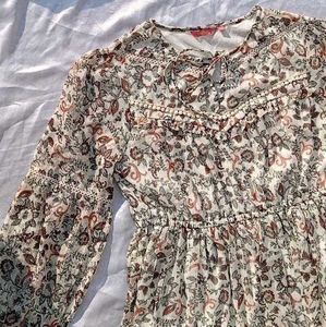 Floral Printed Tie-Up Neck Fit &amp; Flare Dress