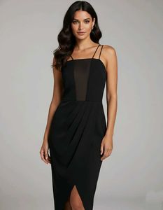 Black Sheer-Panel Cocktail Dress