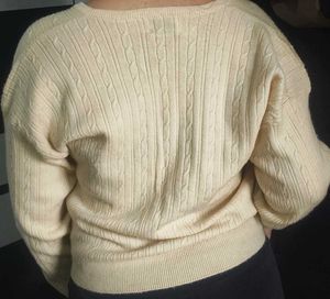 butter yellow V-Neck Cable Knit Sweater