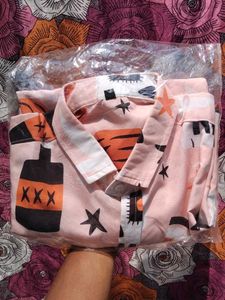 Halloween Print Button Up Shirt