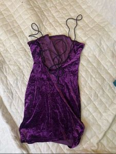 Purple Velvet Mini Dress