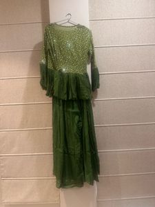 Green Plazo Choli with Jacket